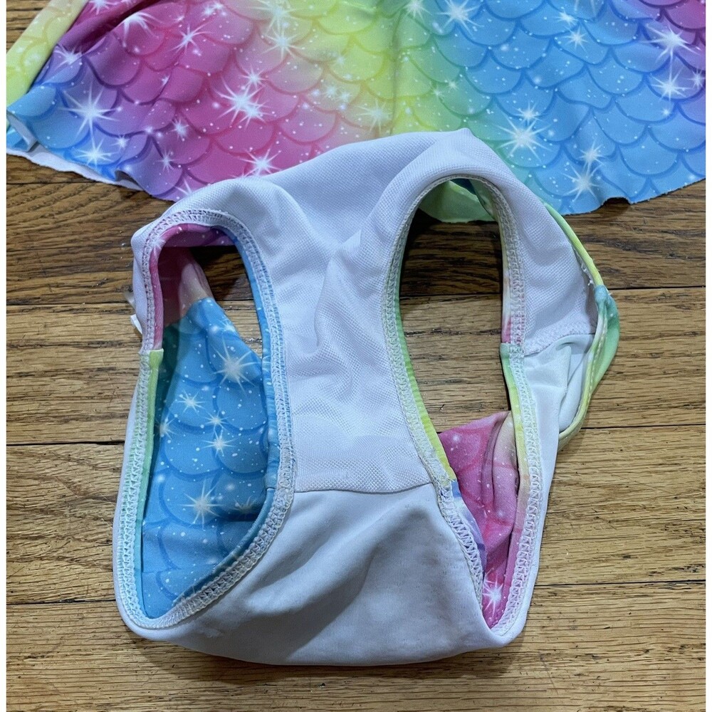Girls Mermaid Swimsuit 2 Piece Size 4Y Multicolor Kids Bathing Suit - Picture 4 of 5